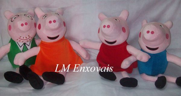 Peppa Pig Família 4 Personagens Pelúcia Plush Antialérgico