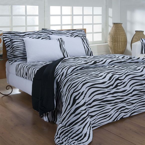 Edredom Solteiro Zebra Malha Penteada 100% Algodão